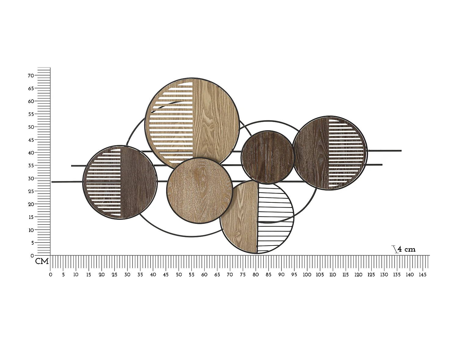Décoration Murale en Métal "Woody" 134cm Marron & Noir
