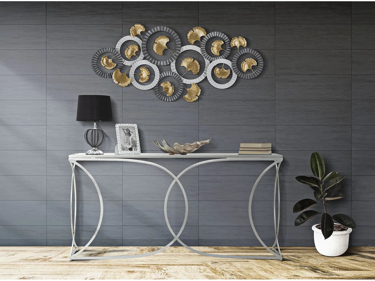 Pannello decorativo 3D in metallo multicolore cm 126x5x58