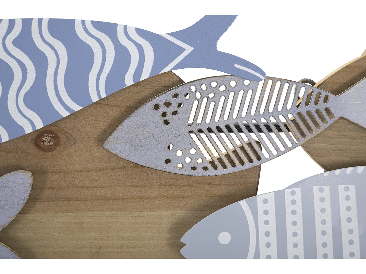 Pannello decorativo 3D in metallo blu pesci cm 91x3x33,5