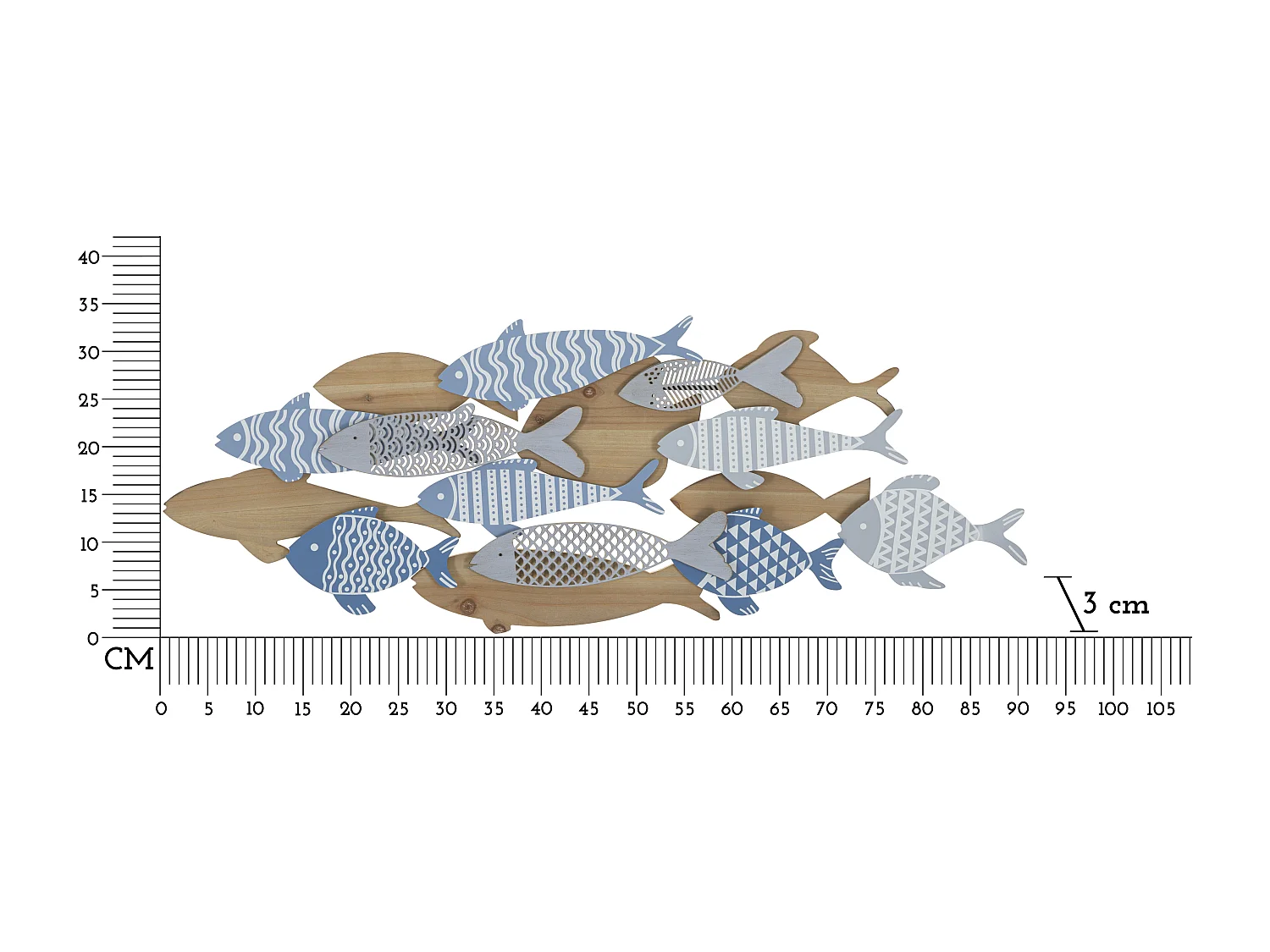 Décoration Murale en Métal "Fish Sea" 91cm Multicolore