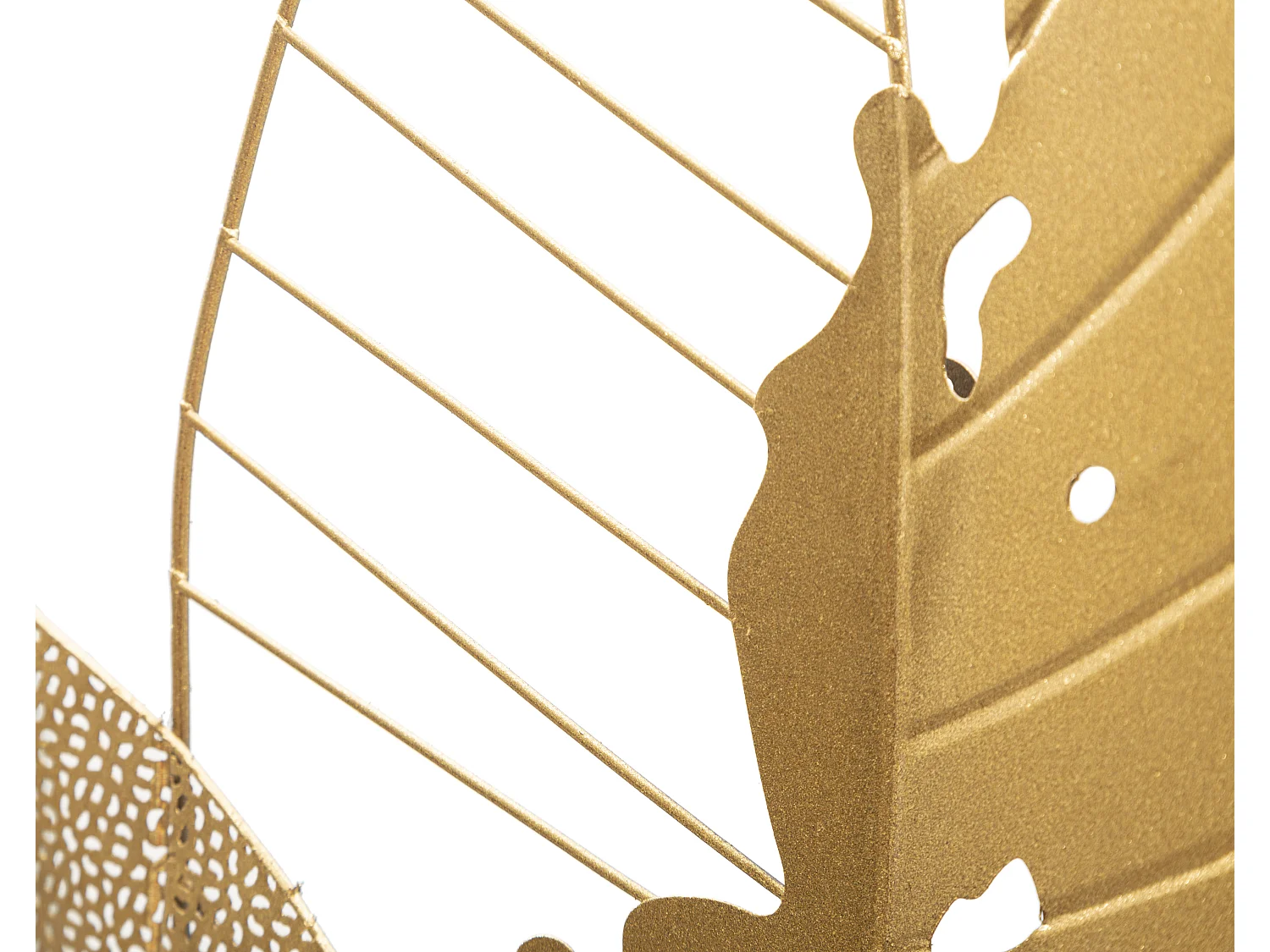 Pannello decorativo 3D foglie in metallo dorato cm 53x4x84,5