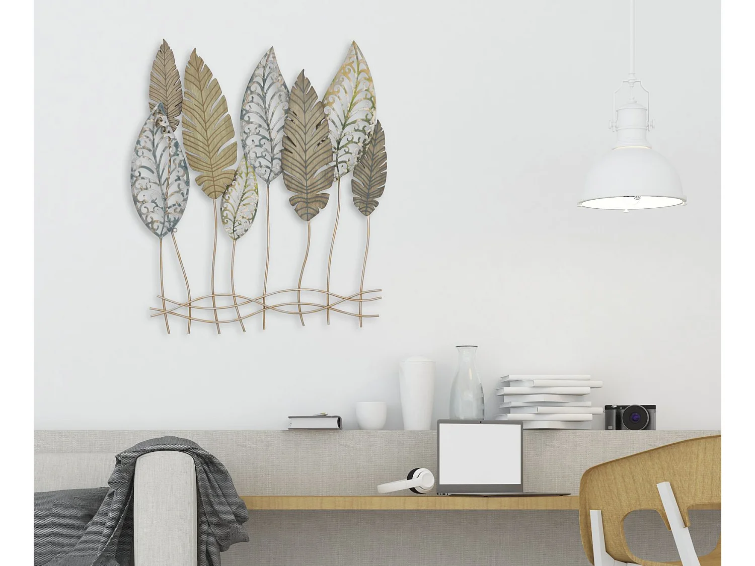 Pannello decorativo 3D in metallo e legno marrone cm 75x2,5x87