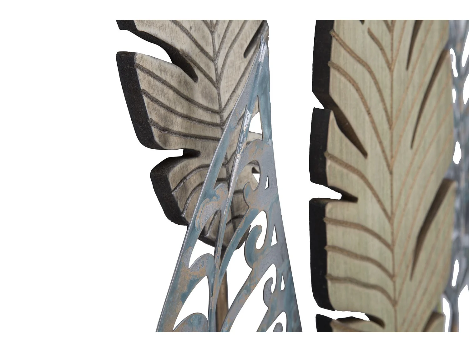 Déco Murale en Métal "Foglie" 87cm Argent & Or