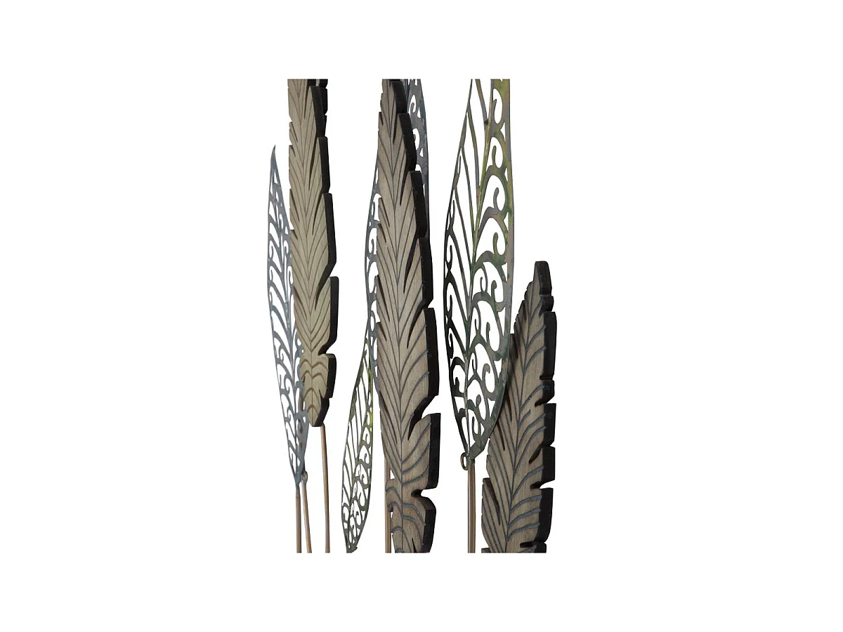 Déco Murale en Métal "Foglie" 87cm Argent & Or