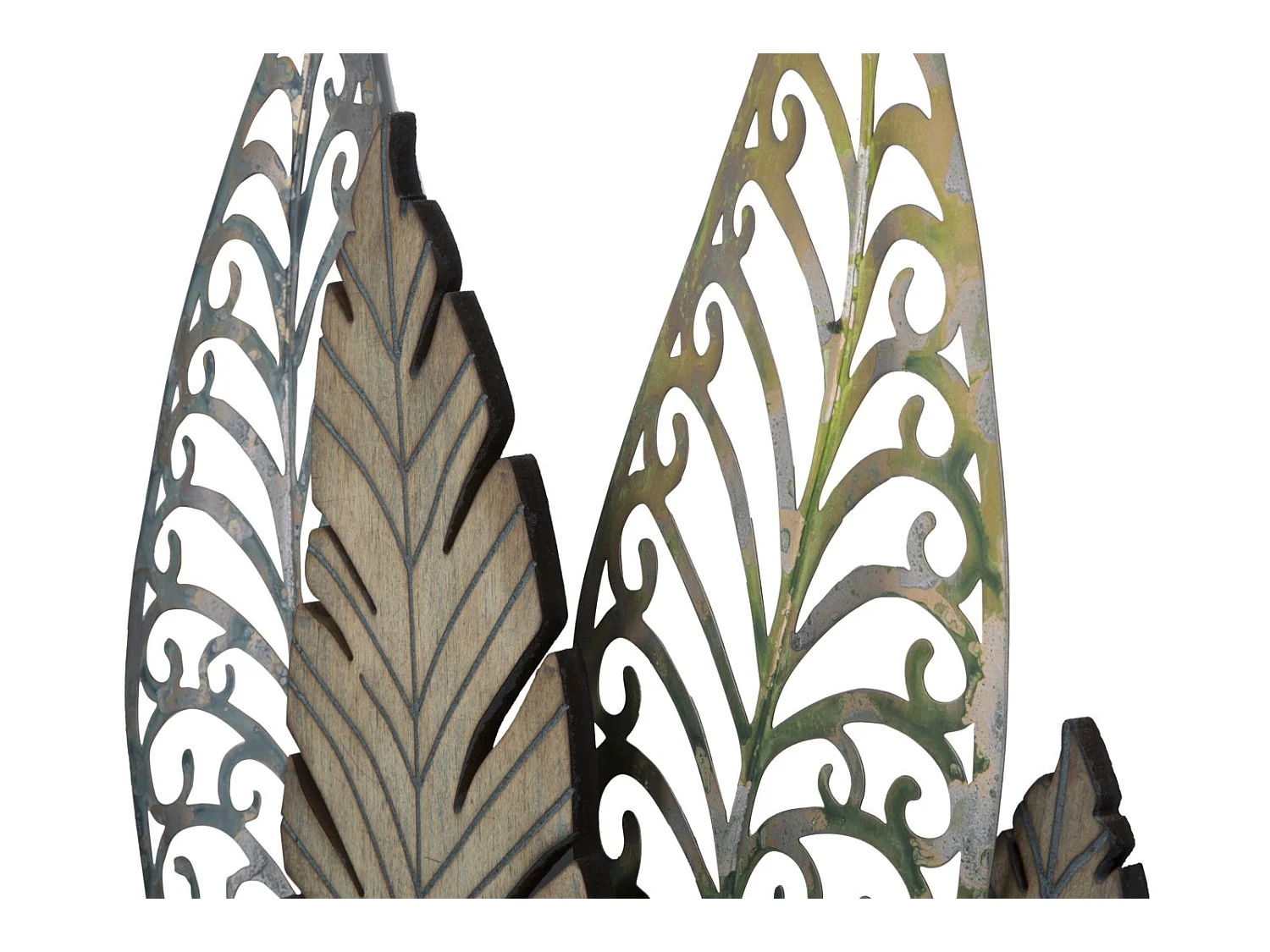 Déco Murale en Métal "Foglie" 87cm Argent & Or