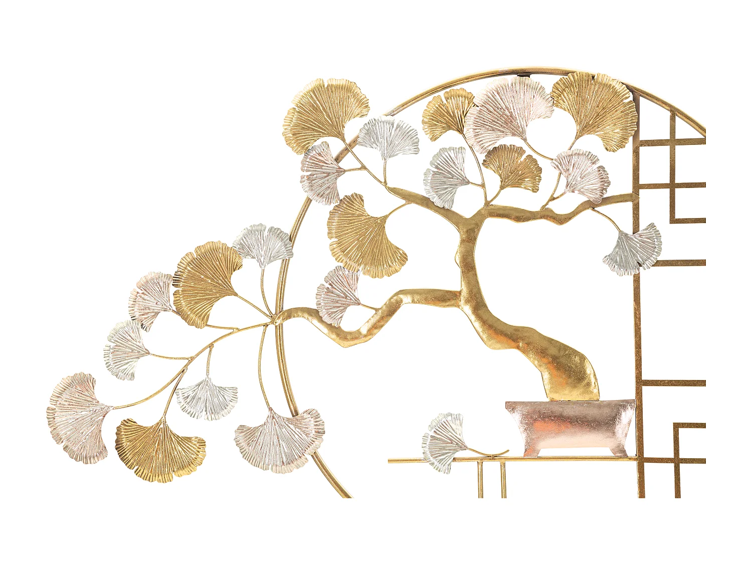 Pannello decorativo 3D albero in metallo dorato cm 91,5X3X63