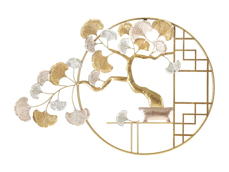 Panneau décoratif arbre 3D en métal doré 91,5X3X63 cm