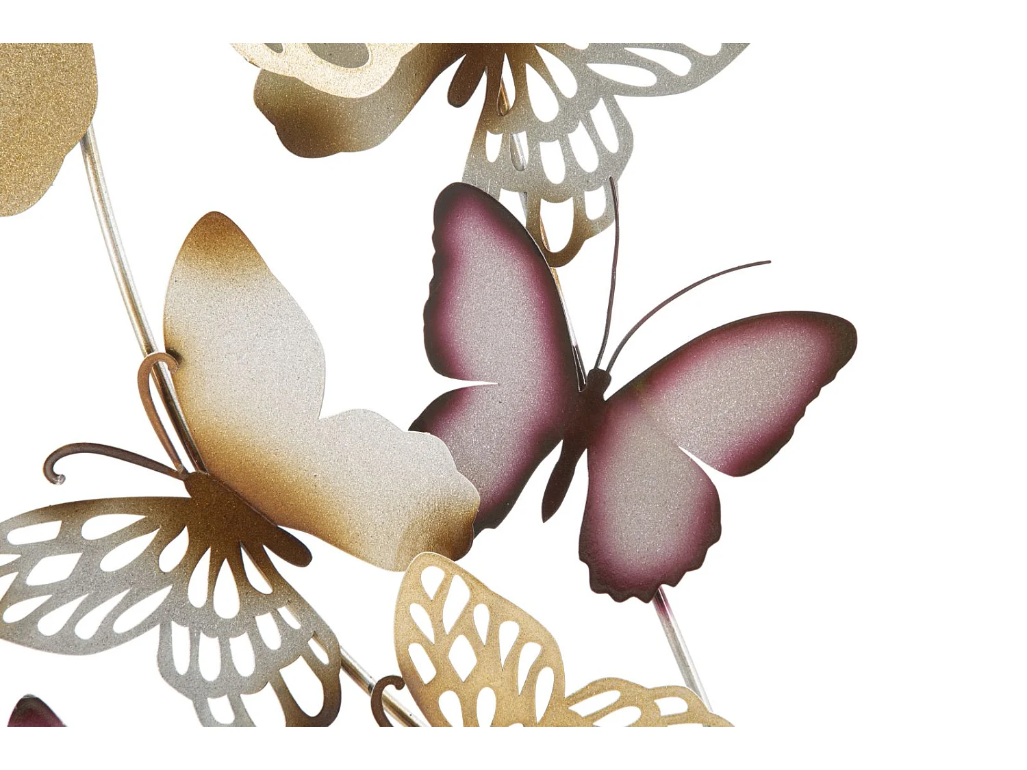 Décoration Murale en Métal "Butterflies" 115cm Bordeaux & Or