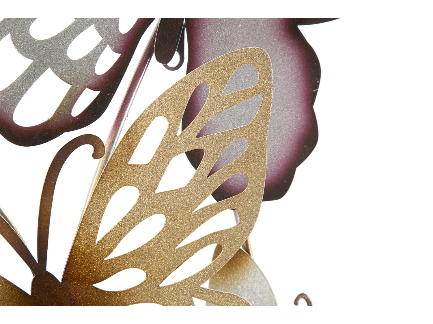 Décoration Murale en Métal "Butterflies" 115cm Bordeaux & Or