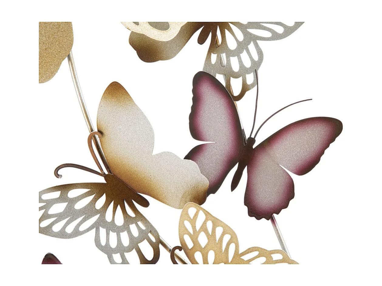 Décoration Murale en Métal "Butterflies" 115cm Bordeaux & Or