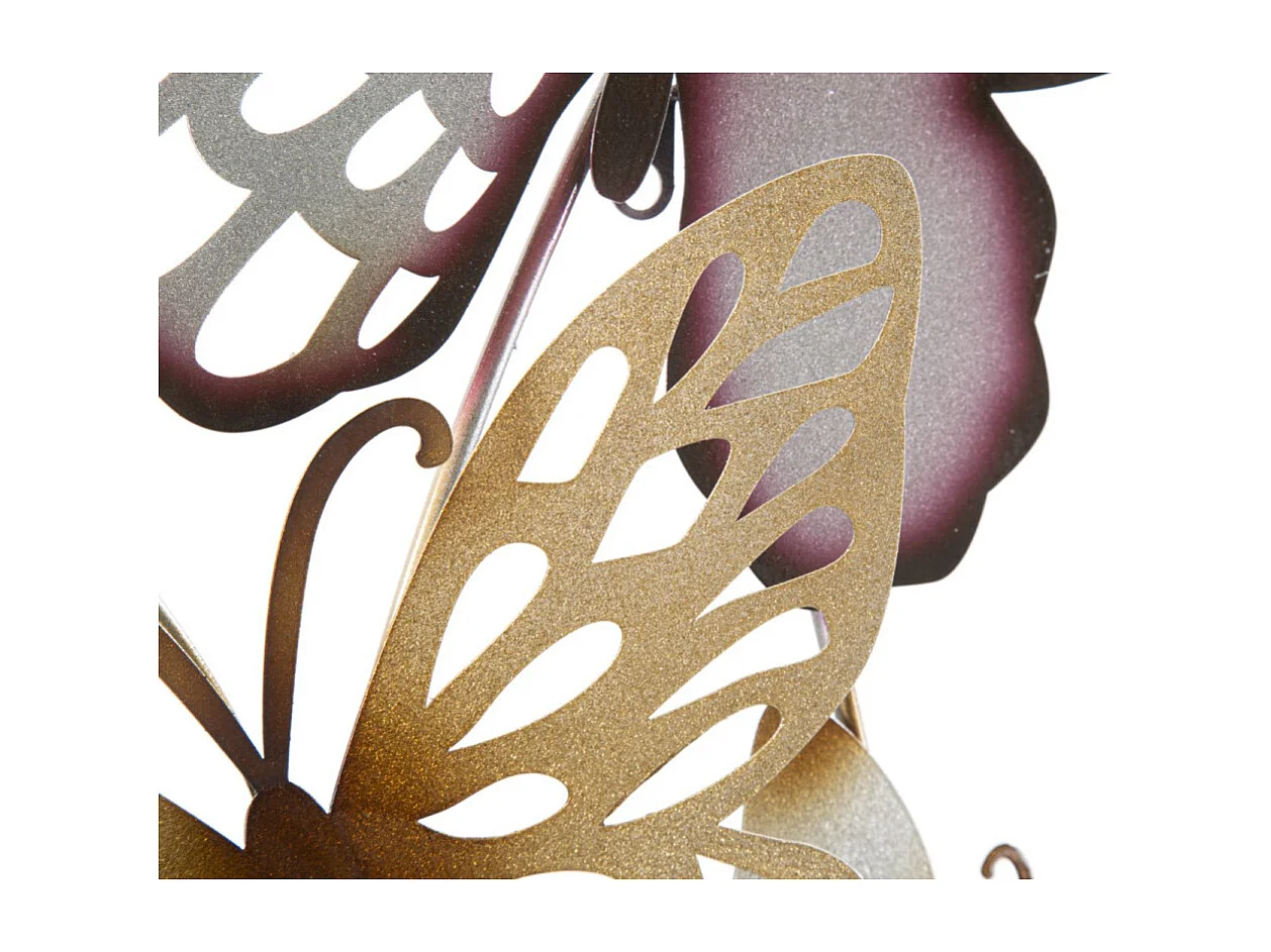 Décoration Murale en Métal "Butterflies" 115cm Bordeaux & Or