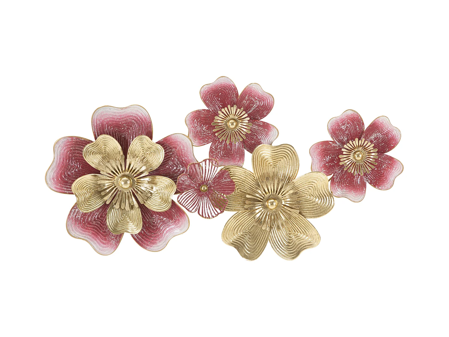 Panneau décoratif 3D en métal - panneau mural lobi - fleurs dorées et colorées - 91,4x6,4x50,8 cm