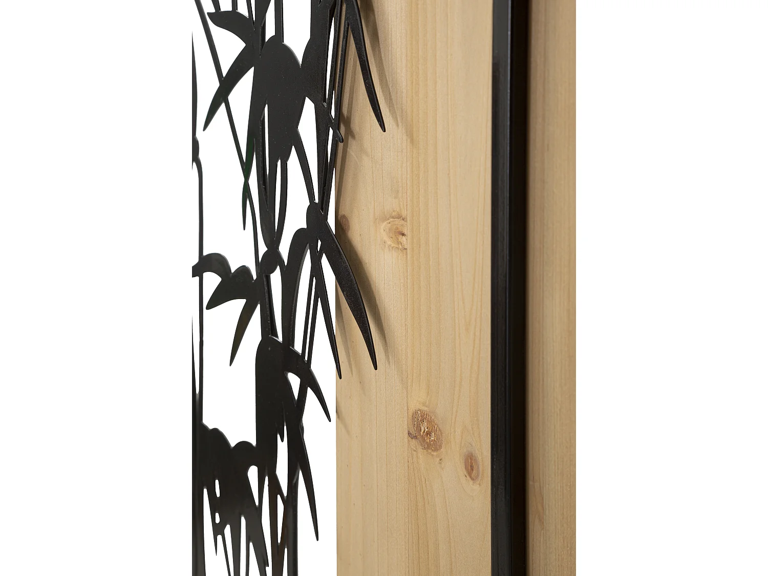 Pannello decorativo 3D in metallo nero legno marrone bamboo cm 58x2x80