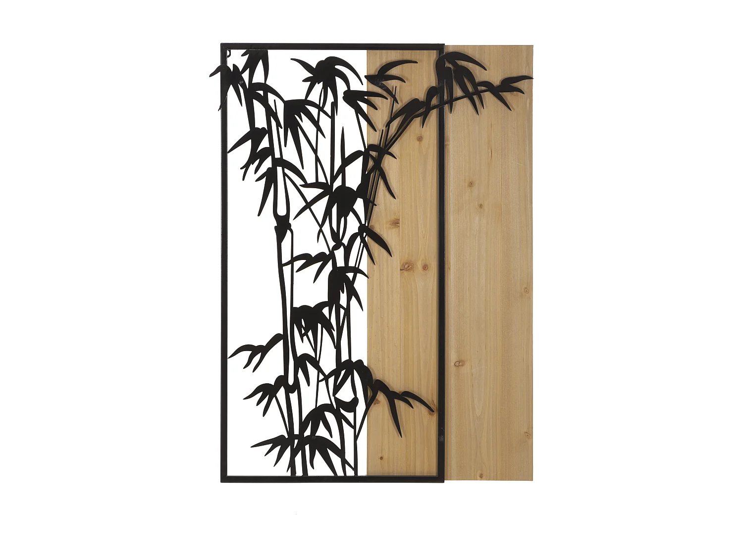 Décoration Murale Encadrée "Bambou" 80cm Noir & Naturel