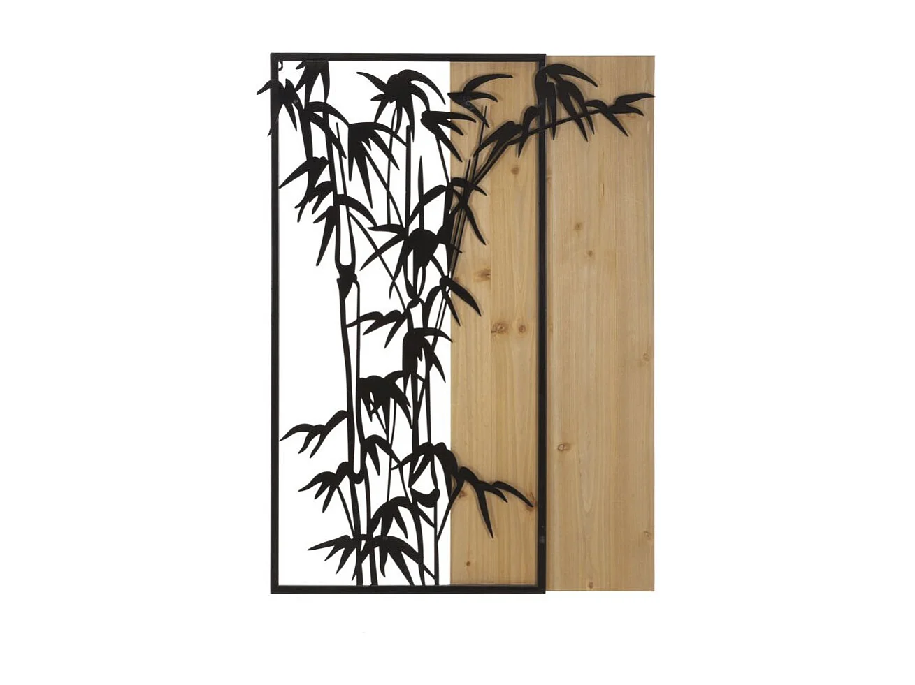 Décoration Murale Encadrée "Bambou" 80cm Noir & Naturel