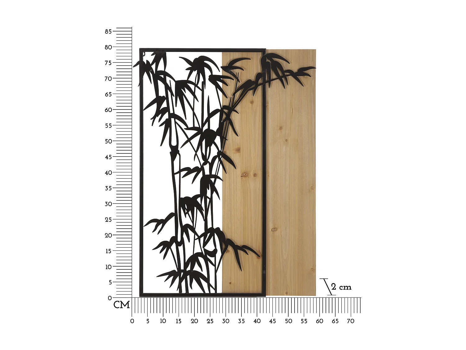 Décoration Murale Encadrée "Bambou" 80cm Noir & Naturel