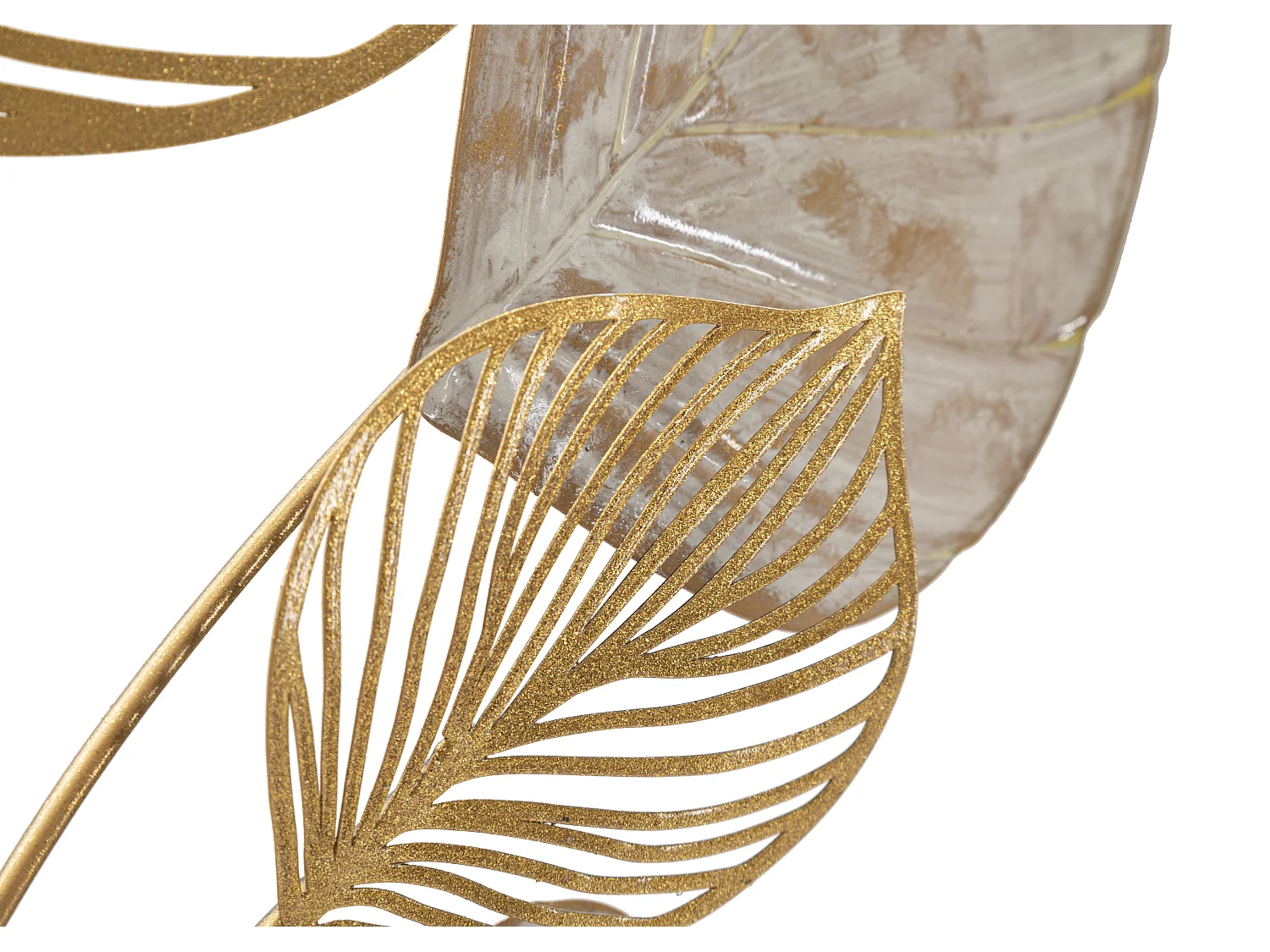 Pannello decorativo 3D foglie in metallo dorato cm 63x4x85