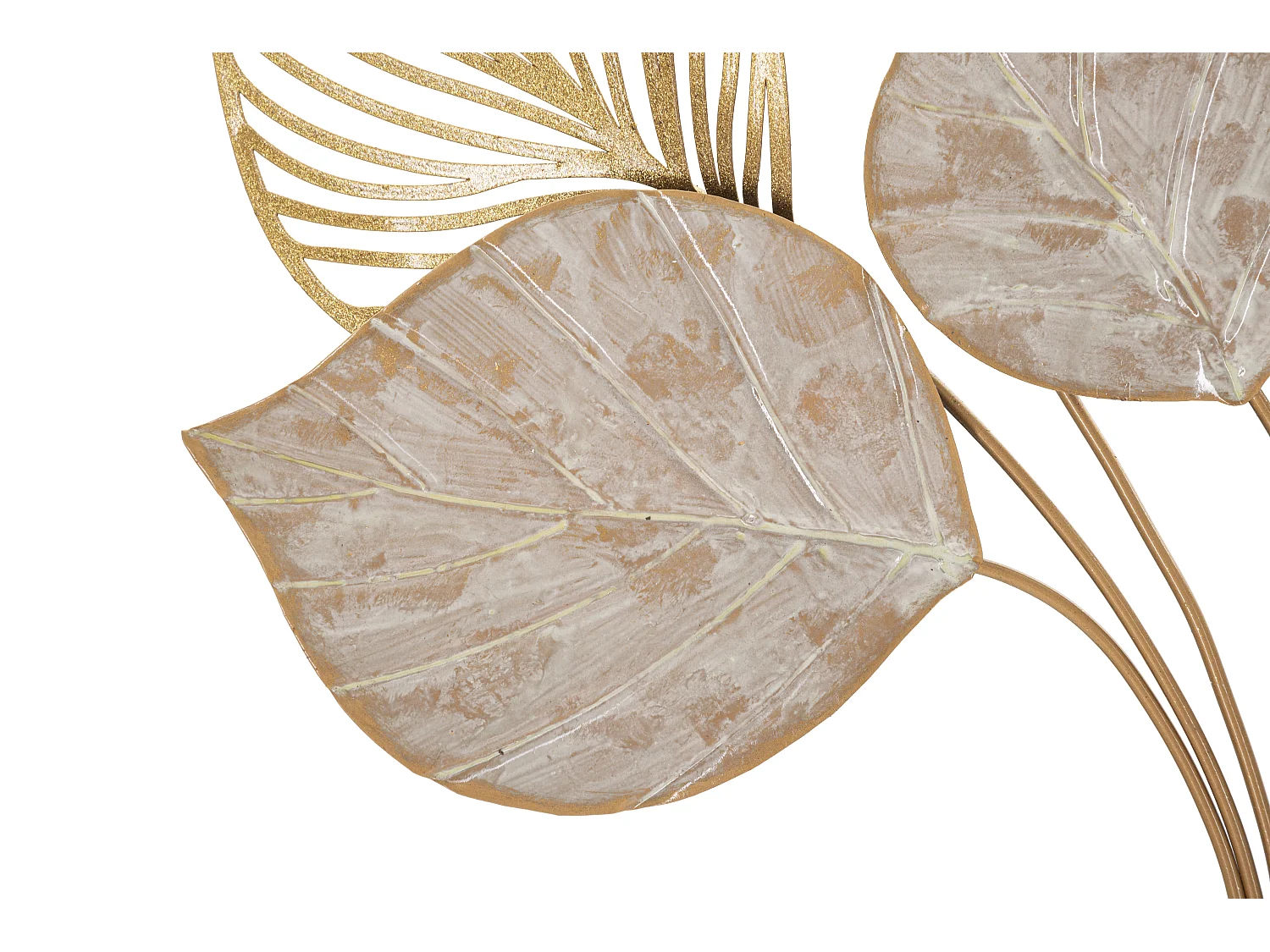 Pannello decorativo 3D foglie in metallo dorato cm 63x4x85