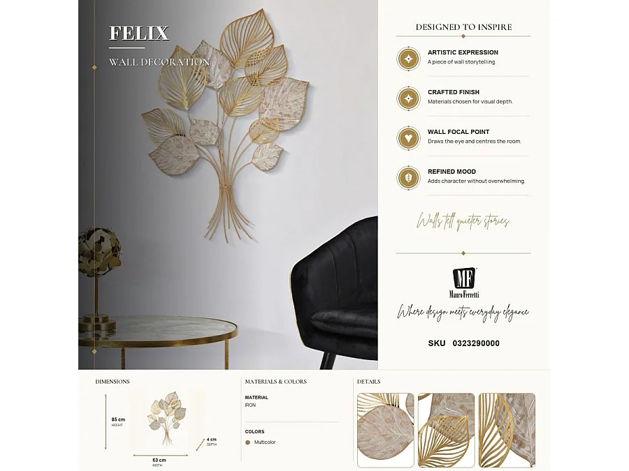 Décoration Murale en Métal "Felix" 85cm Multicolore