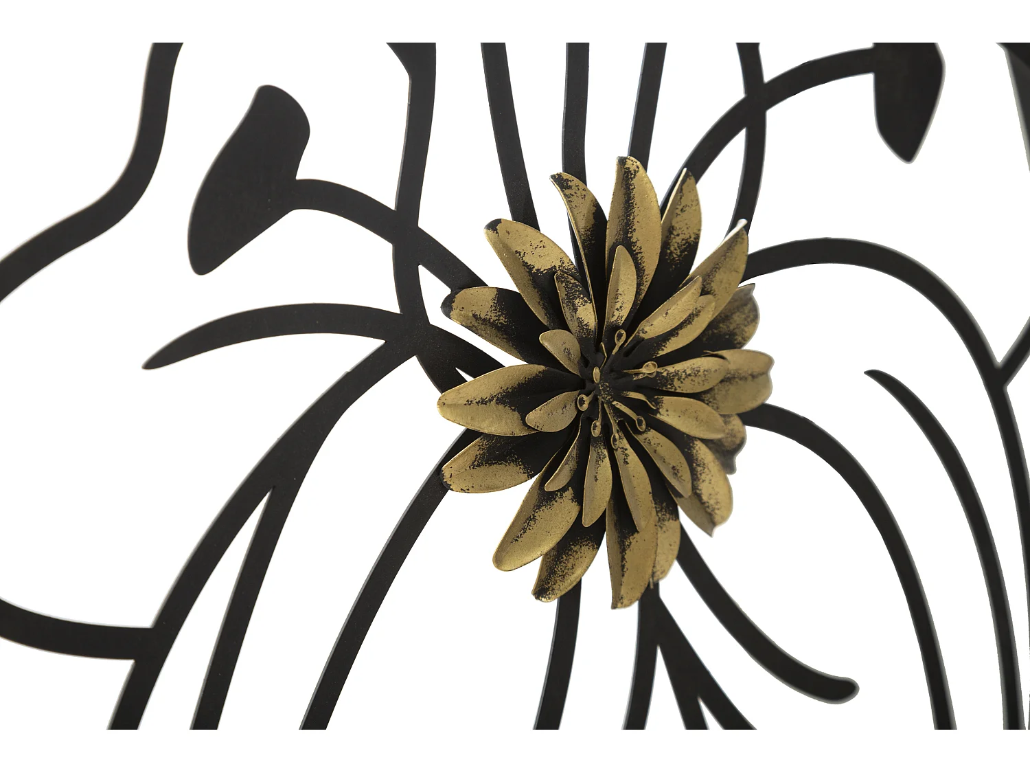 Pannello decorativo 3D fiori in metallo nero cm 63x2x69