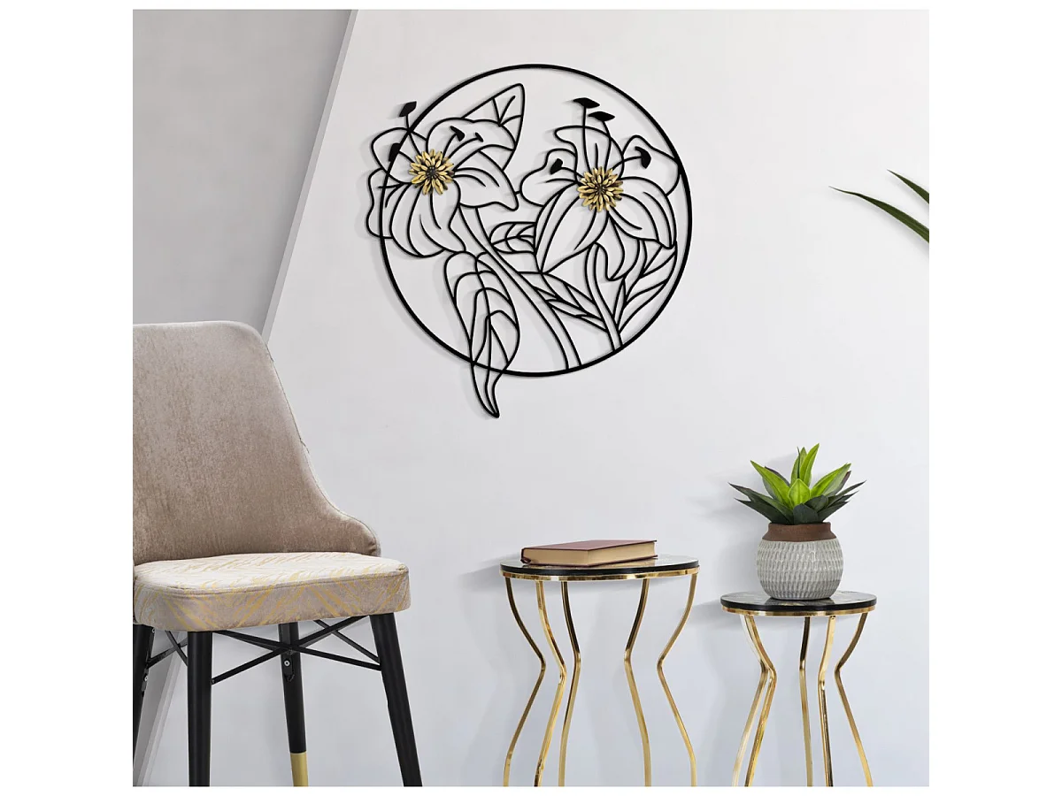 Décoration Murale Encadrée en Métal "Simply Flotis" 69cm Noir