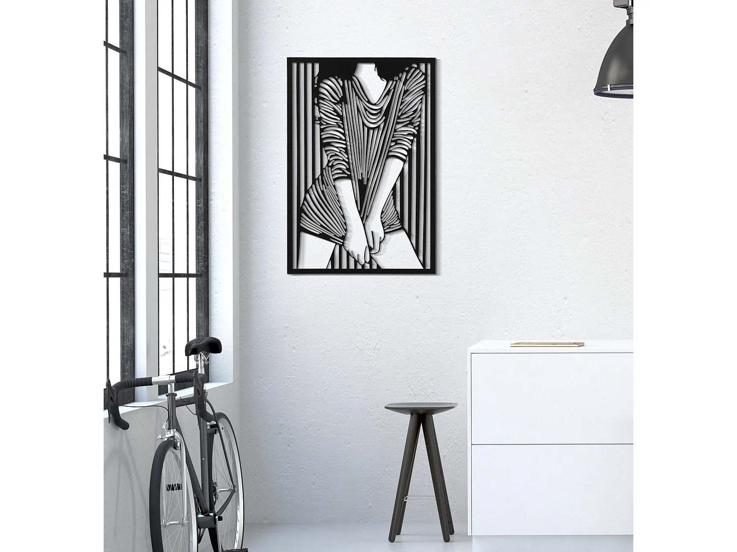 Décoration Murale Encadrée en Métal "Fashion" 60cm Noir