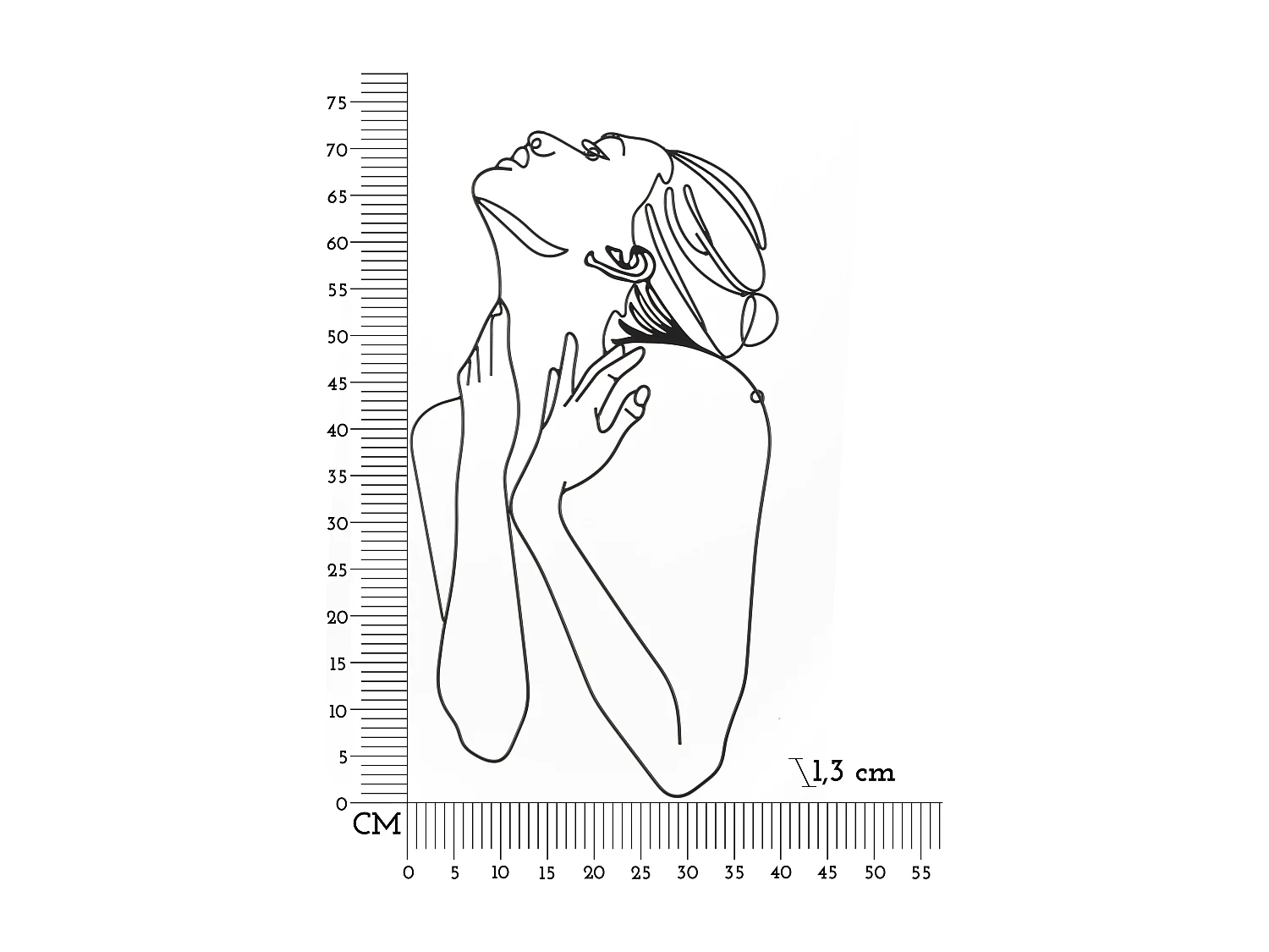 Pannello decorativo 3D in metallo nero ragazza cm 39x1,3x72