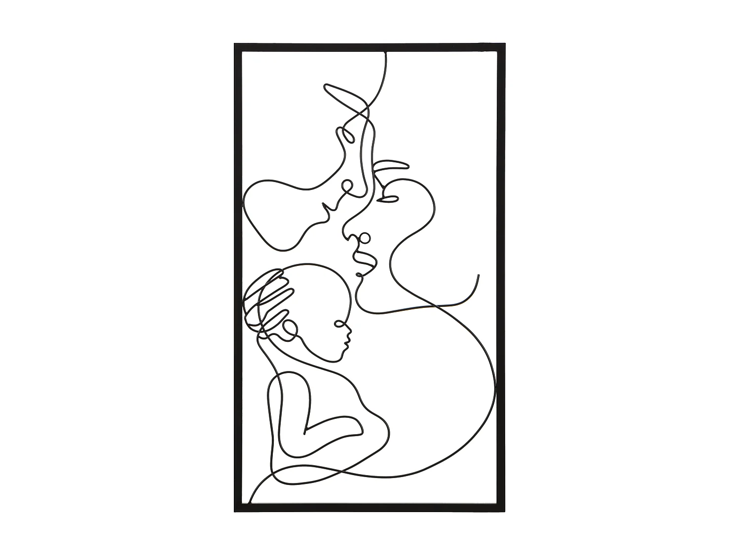 Pannello decorativo 3D in metallo nero famiglia cm 40x1,3x70