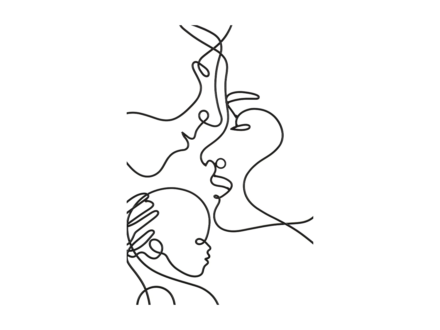 Pannello decorativo 3D in metallo nero famiglia cm 40x1,3x70