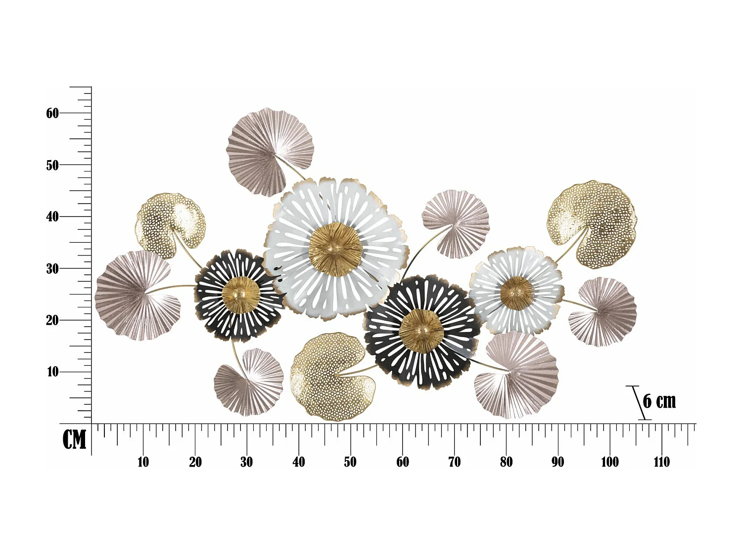 3D decoratief paneel in veelkleurig metaal, 106x6x60,5 cm