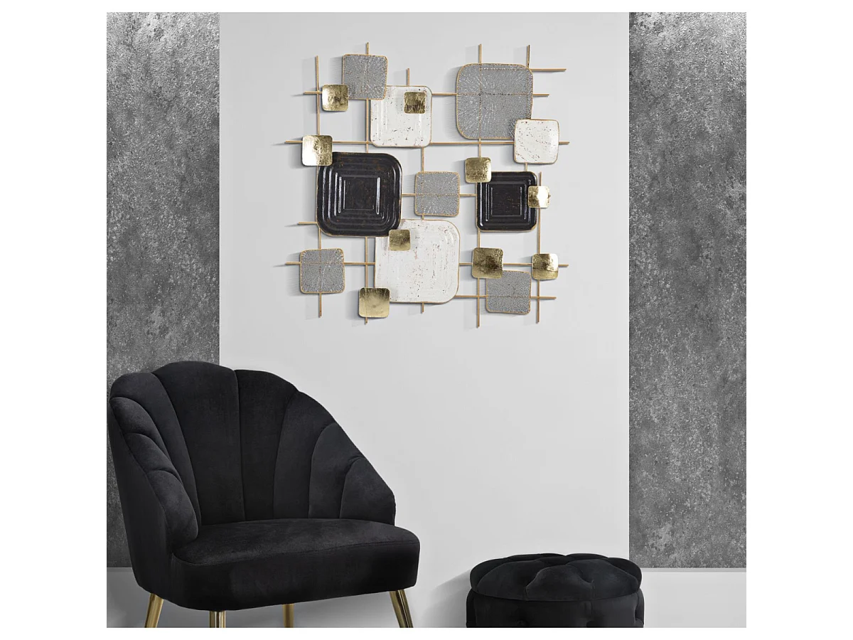 3D decoratief paneel in veelkleurig metaal 80x5x80 cm