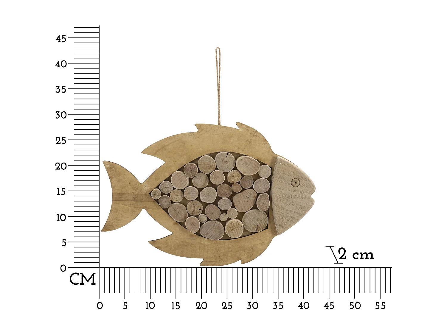 Décoration Murale en Bois à Suspendre "Poisson" 42cm Naturel