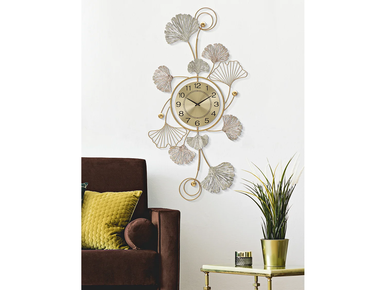 Décoration Murale Avec Horloge "Leavy" 102cm Multicolore