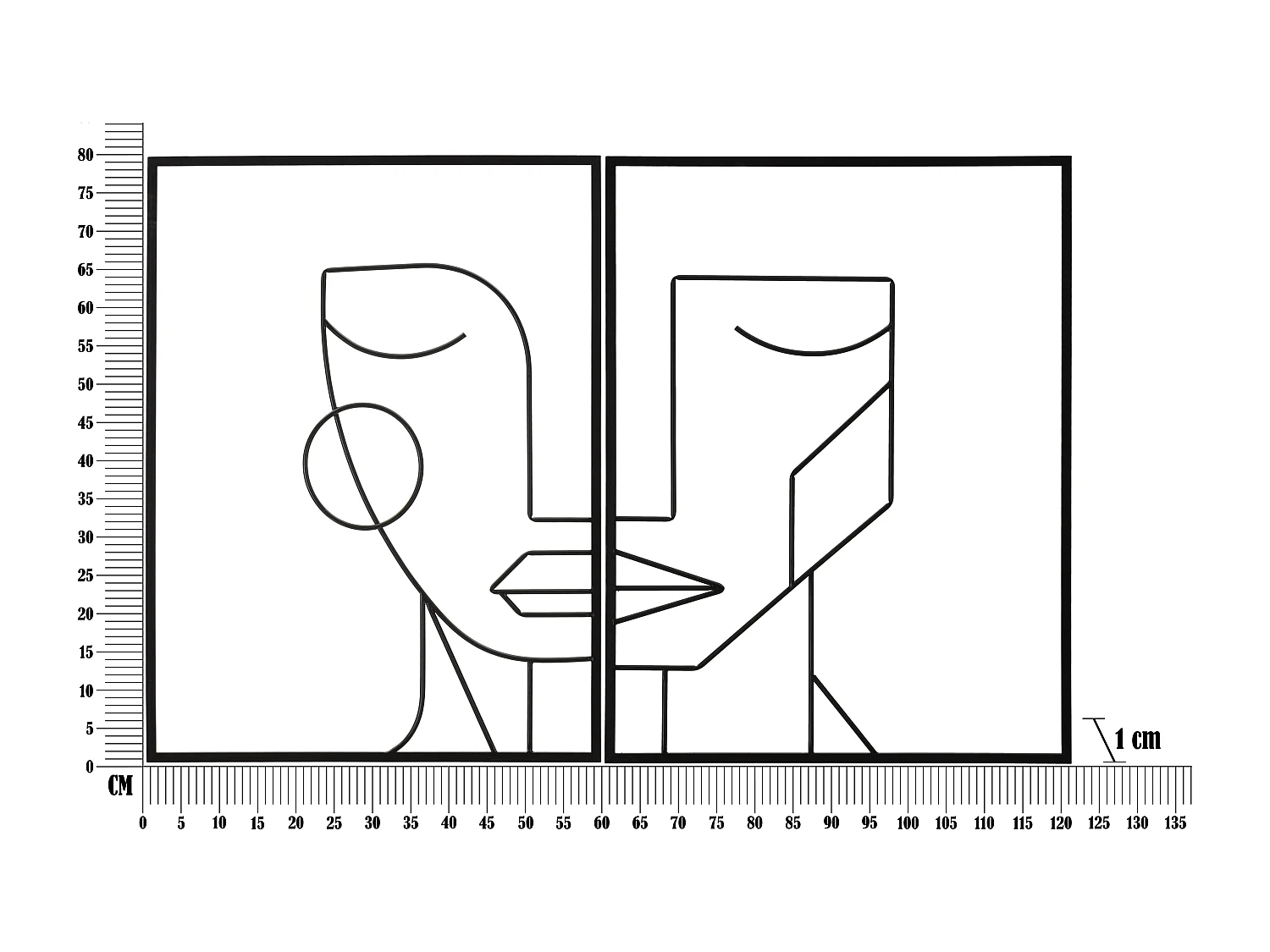 Set di 2 pannelli decorativi 3D volti in metallo neri cm 60x1x80