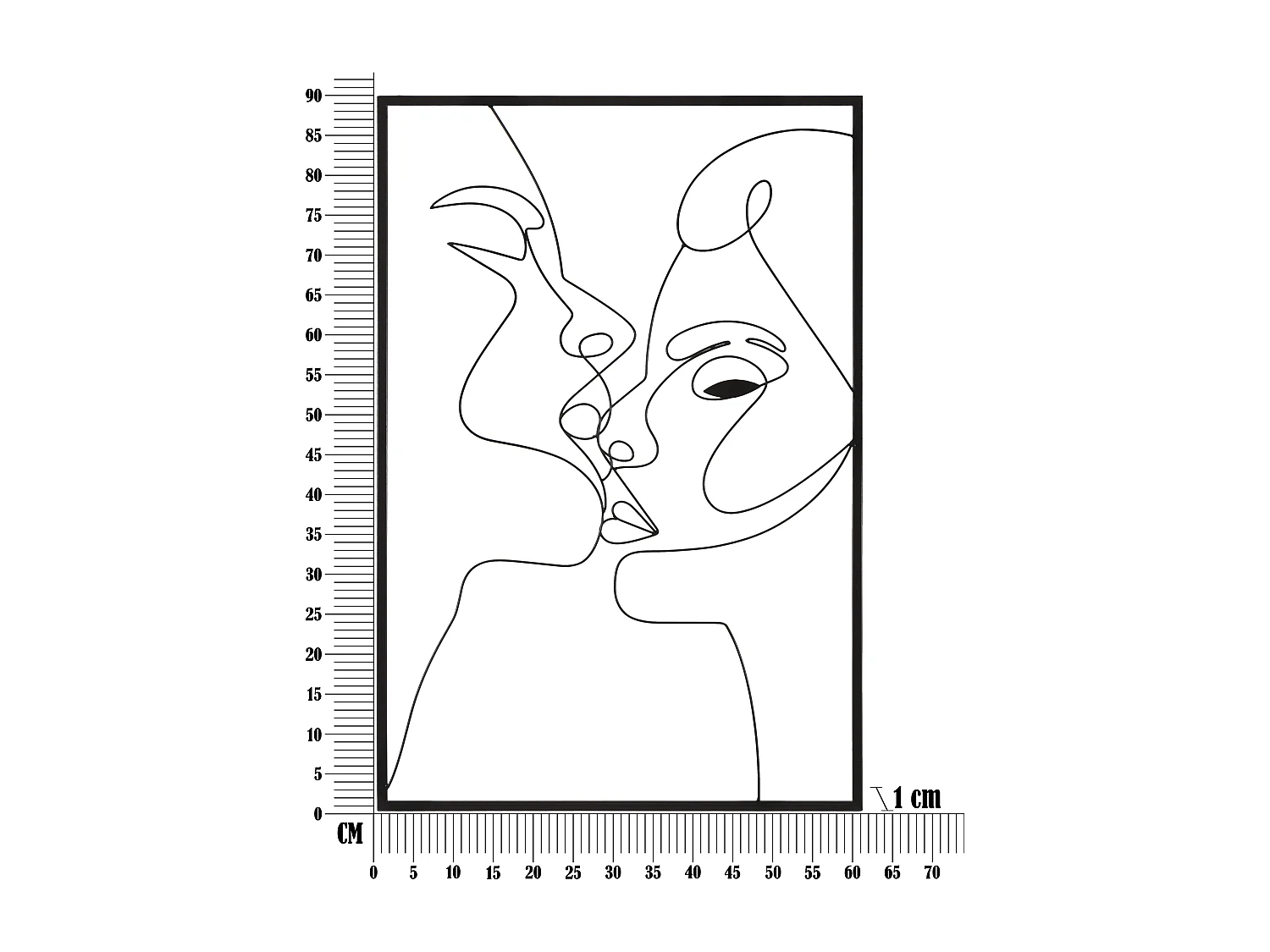 Pannello decorativo 3D in metallo nero bacio cm 60x1x90