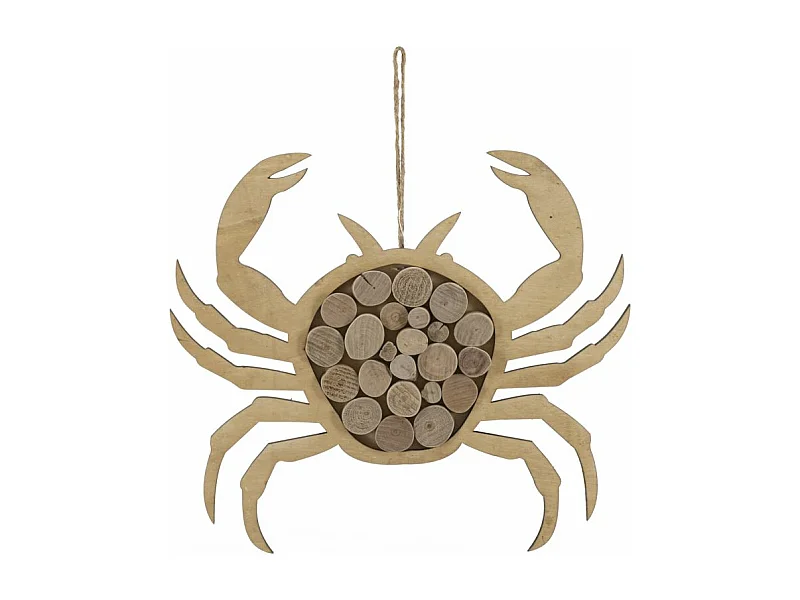 Décoration Murale en Bois à Suspendre "Crabe" 35cm Naturel