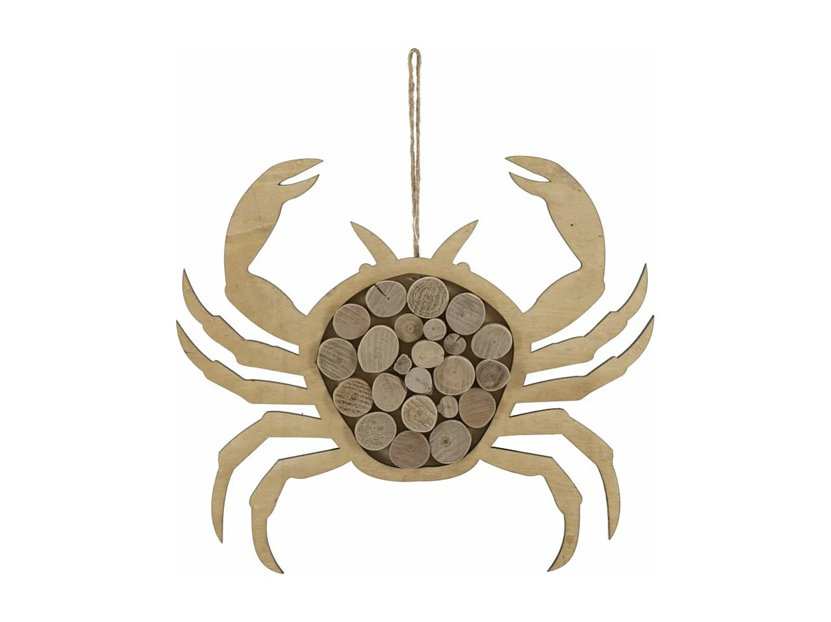 Décoration Murale en Bois à Suspendre "Crabe" 35cm Naturel