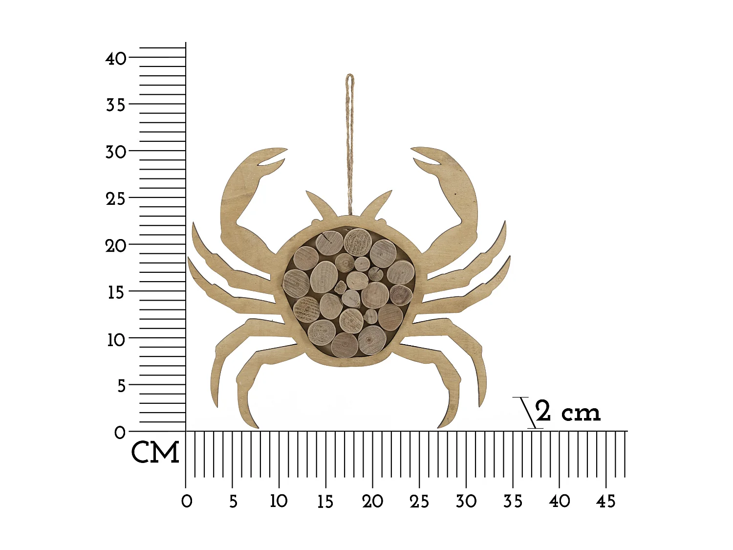 Décoration Murale en Bois à Suspendre "Crabe" 35cm Naturel