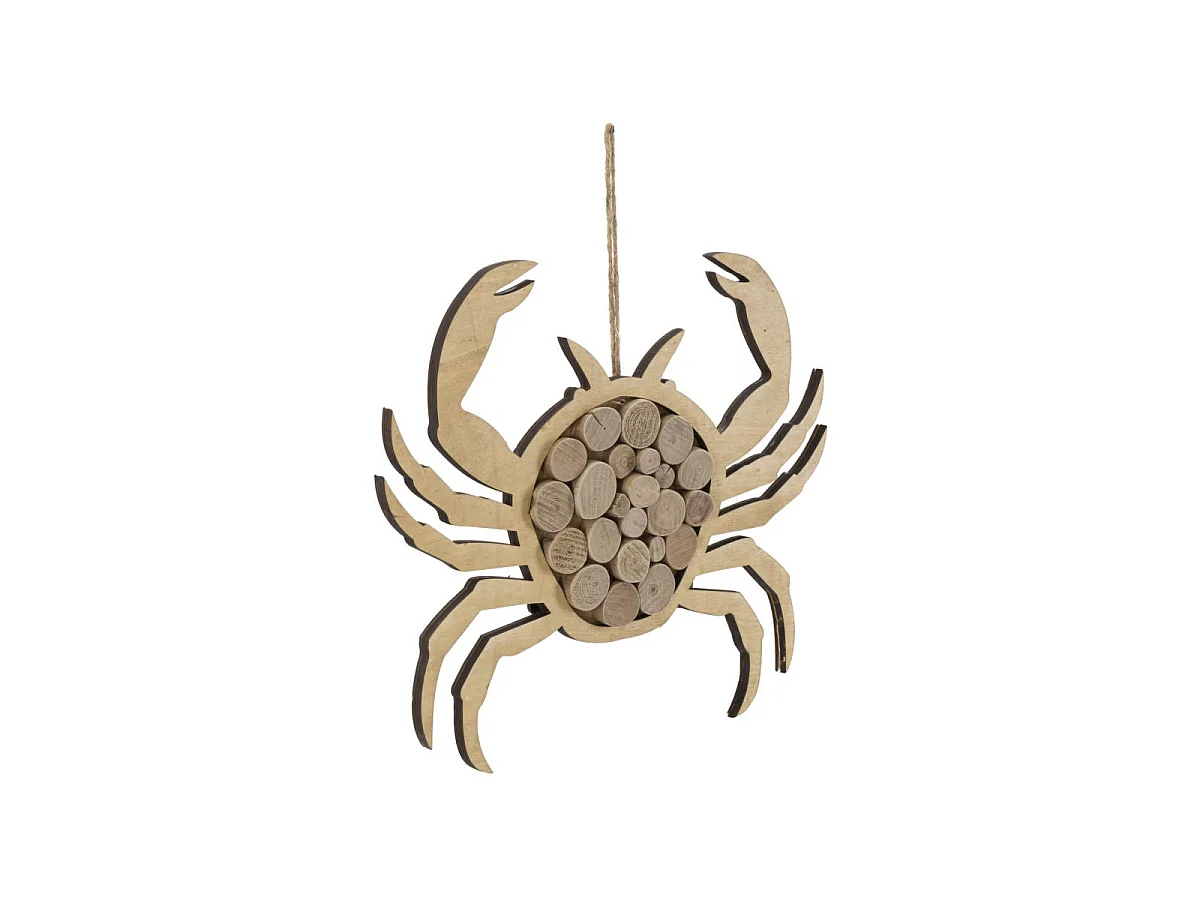 Décoration Murale en Bois à Suspendre "Crabe" 35cm Naturel