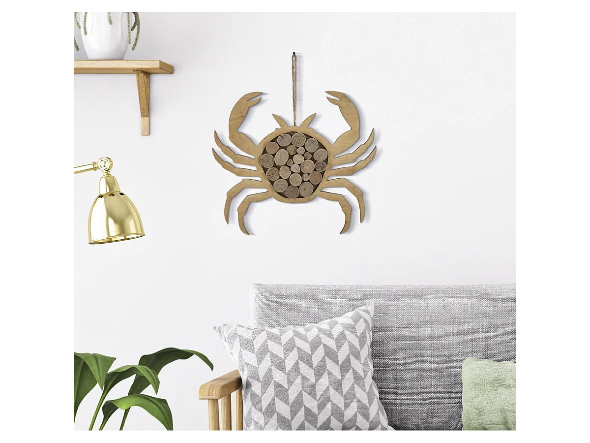 Décoration Murale en Bois à Suspendre "Crabe" 35cm Naturel