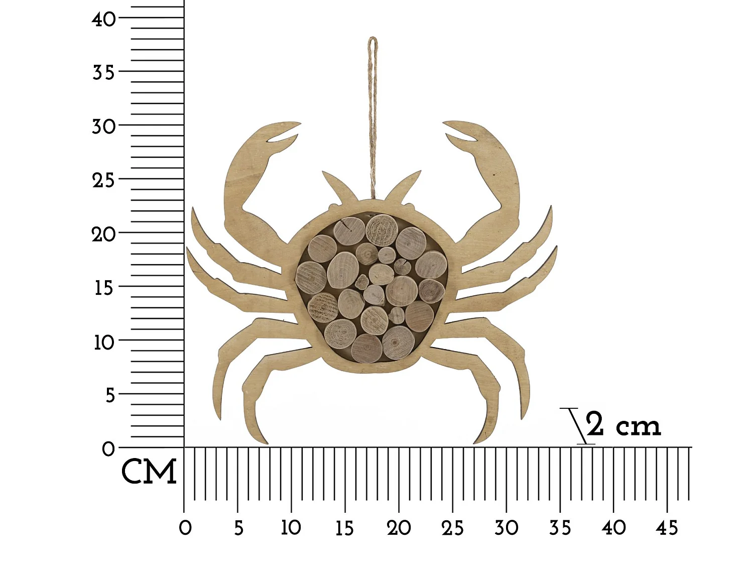 Décoration Murale en Bois à Suspendre "Crabe" 35cm Naturel