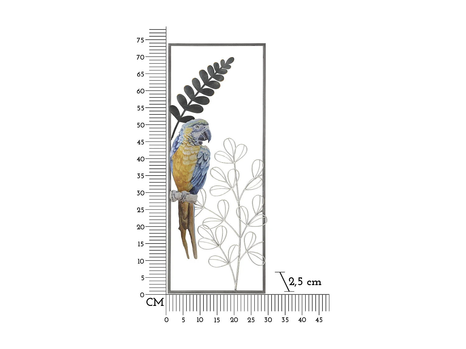 Décoration Murale Encadrée en Métal "Parrot" 74cm Multicolore