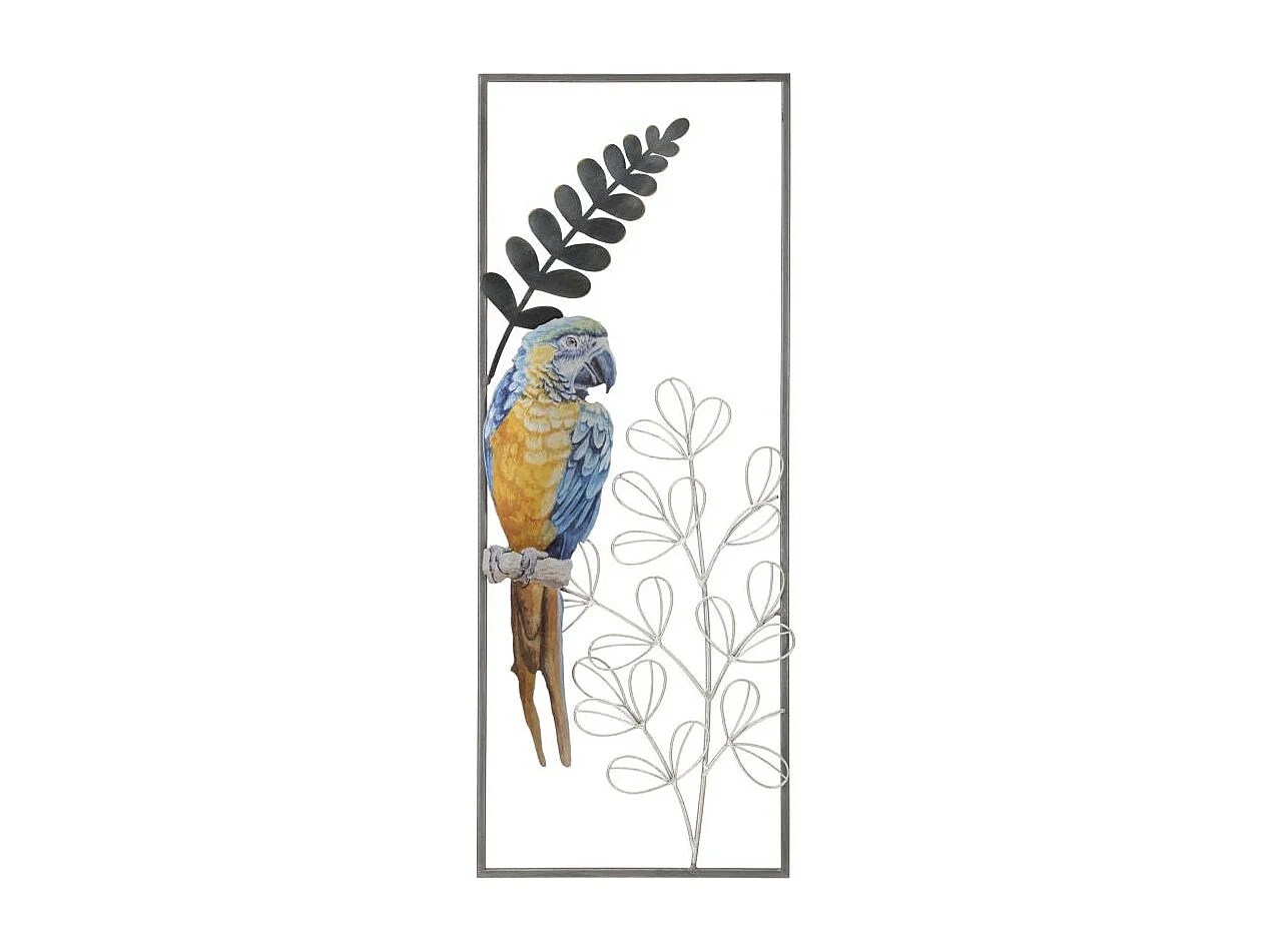 Décoration Murale Encadrée en Métal "Parrot" 74cm Multicolore