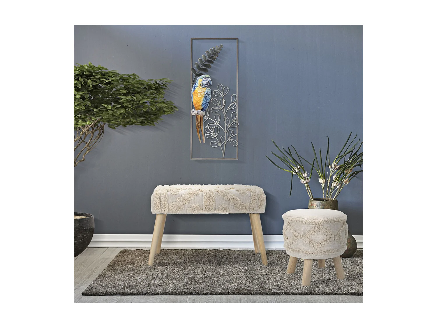 Décoration Murale Encadrée en Métal "Parrot" 74cm Multicolore