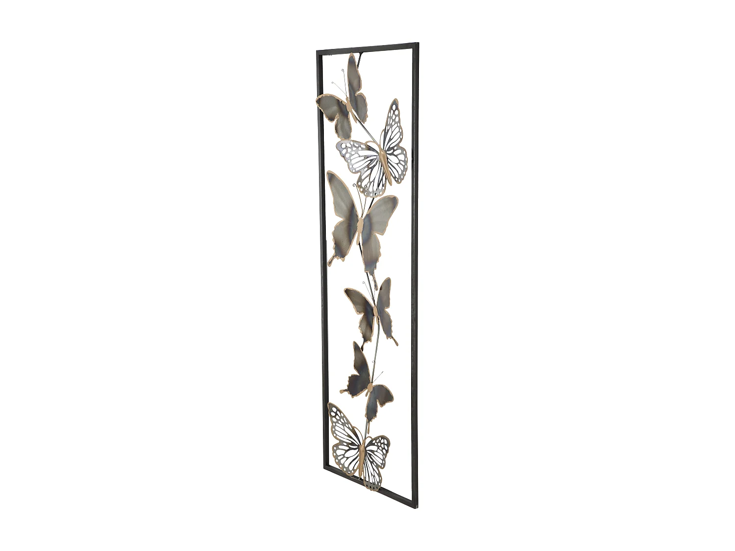 Déco Murale Encadrée en Métal "Papillons" 90cm Argent