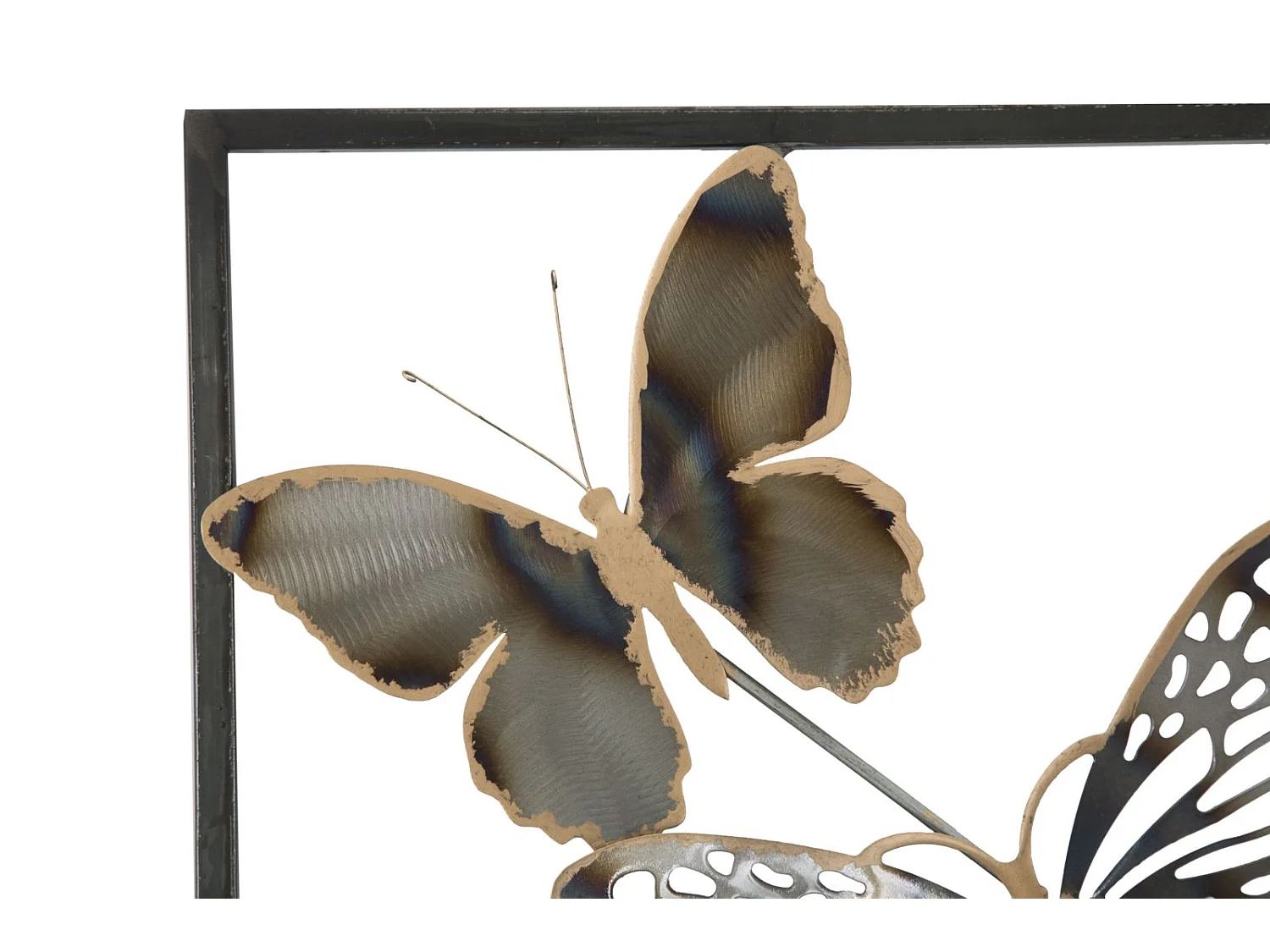 Déco Murale Encadrée en Métal "Papillons" 90cm Argent