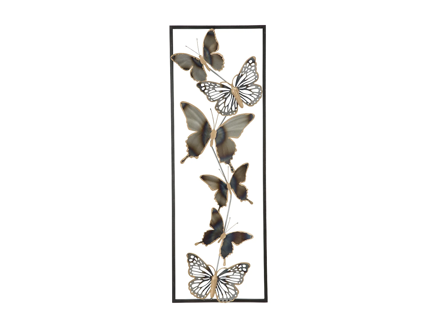 Déco Murale Encadrée en Métal "Papillons" 90cm Argent