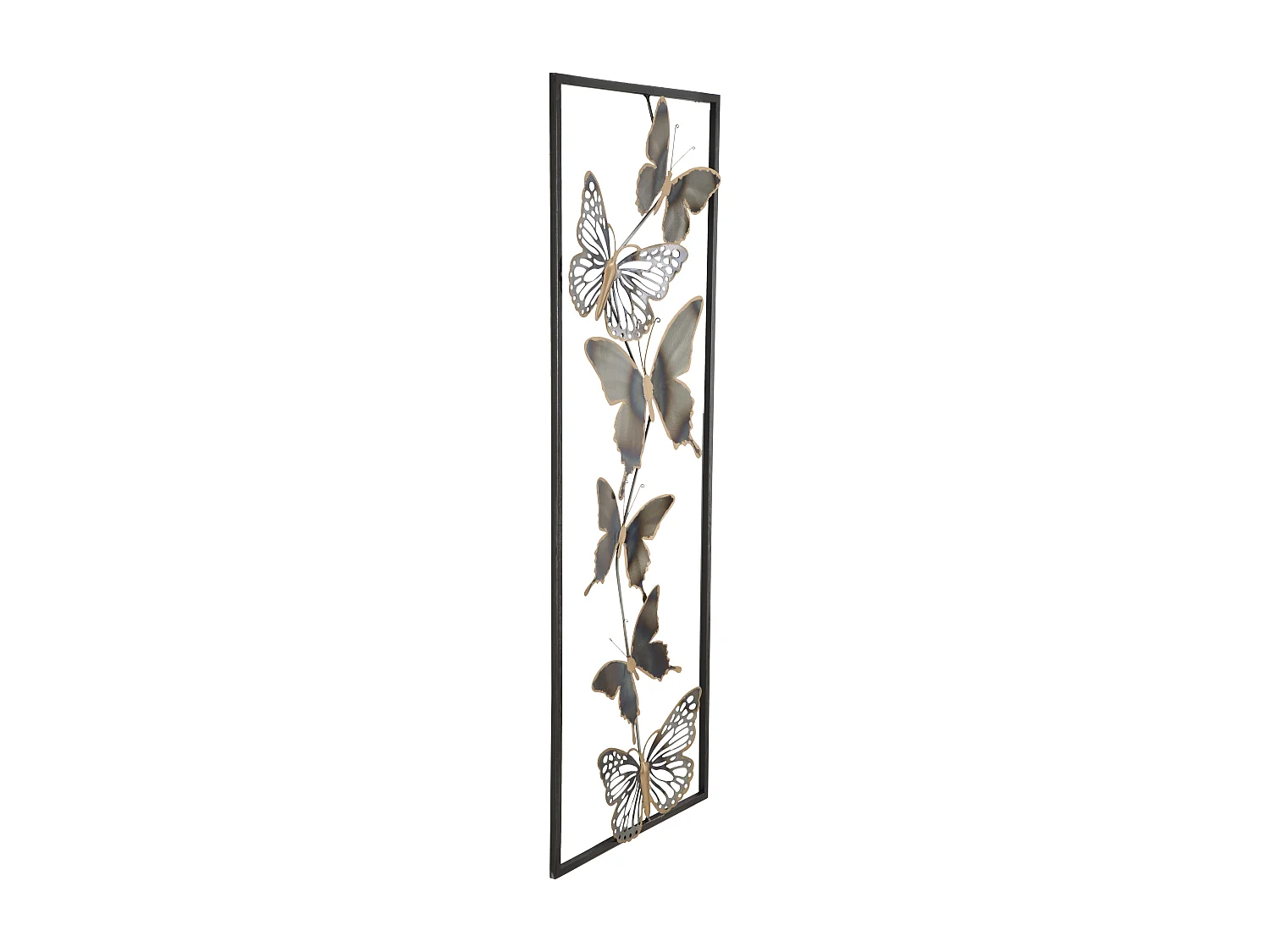 Déco Murale Encadrée en Métal "Papillons" 90cm Argent