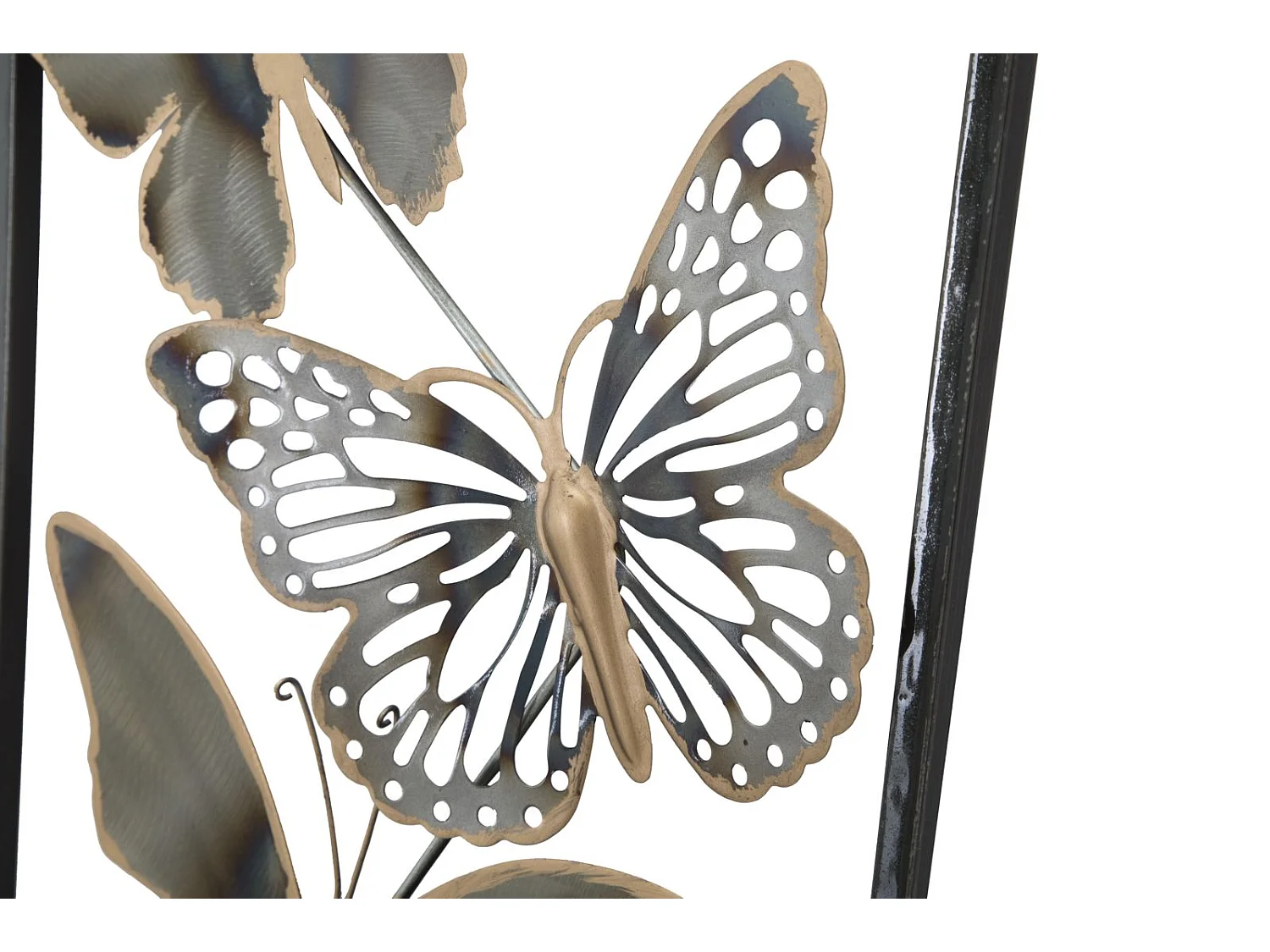 Déco Murale Encadrée en Métal "Papillons" 90cm Argent