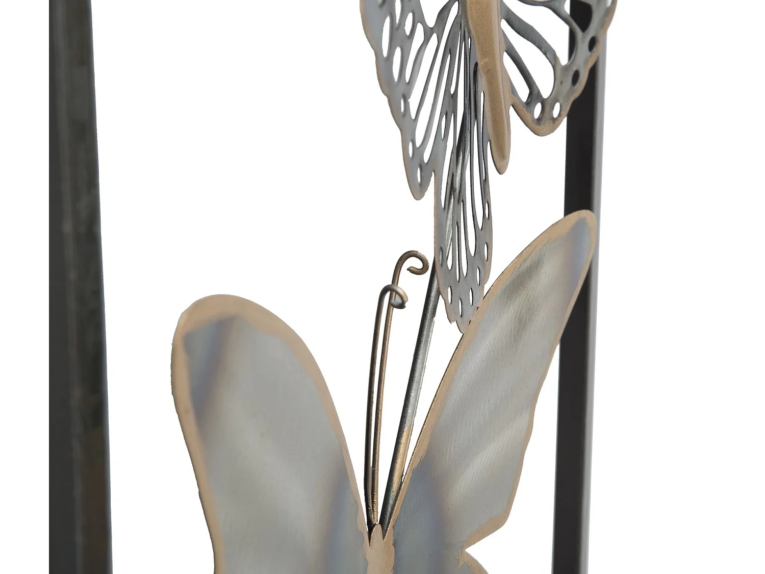 Déco Murale Encadrée en Métal "Papillons" 90cm Argent